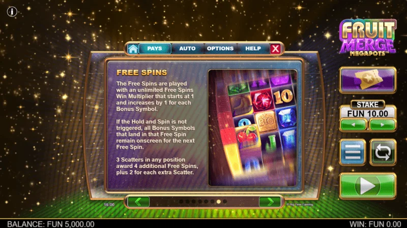 Fruit Merge Megapots - taarifa kuhusu Free Spins na kizidishi